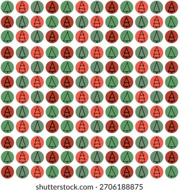 Festive Christmas pattern. Red and green confetti with small Christmas trees. Ideal for Vhristmas packaging, cards, prints, backgrounds and gifts.