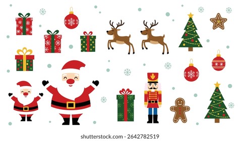 Festive Christmas Pixel Art Design with Santa Claus Reindeer and Holiday Ornaments