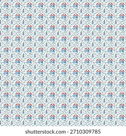 Festive Christmas seamless pattern with bells and snowmen illustration