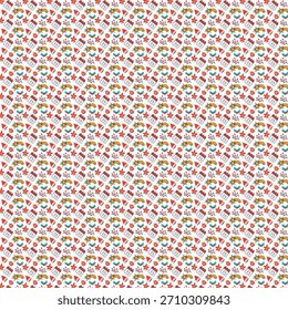 Festive Christmas seamless pattern with calendar and holiday ornaments vector design