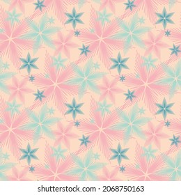 Patrón ininterrumpido de navidad navideña, copo de nieve azul rosado para textiles, papel pintado y papel envolvente