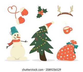 Pasos festivos de imágenes prediseñadas vectoriales de Navidad