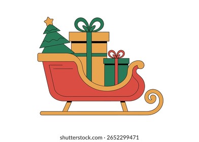 Festivo trenó de Natal preenchido com presentes