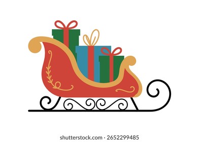 Festivo trenó de Natal preenchido com presentes