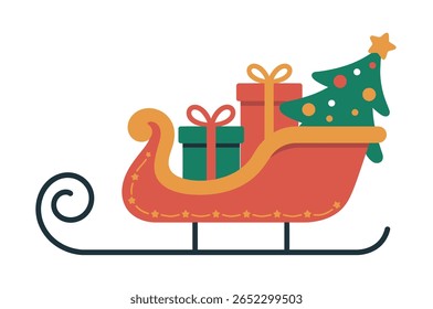 Festivo trenó de Natal preenchido com presentes