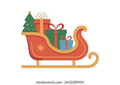 Festivo trenó de Natal preenchido com presentes