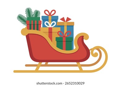 Festivo trenó de Natal preenchido com presentes