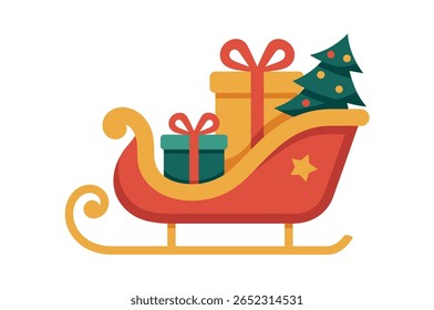 Festivo trenó de Natal preenchido com presentes