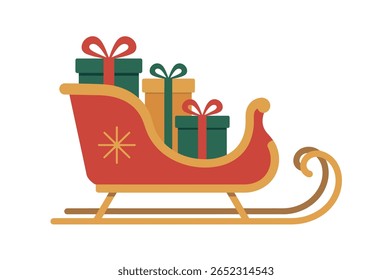 Festivo trenó de Natal preenchido com presentes