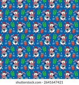 Festive Christmas Snowman Wrapping Paper