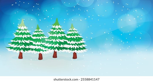 Festive Christmas Snowy Landscape with Pine Trees, Snowman, and Winter Magic