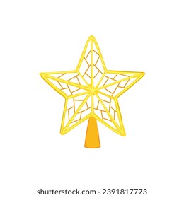 festive christmas star cartoon. bright night, golden glitter, blue tree festive christmas star sign. isolated symbol vector illustration