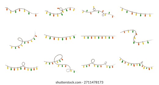 Navidades festivas Luces de cadena Elementos de borde de Colección