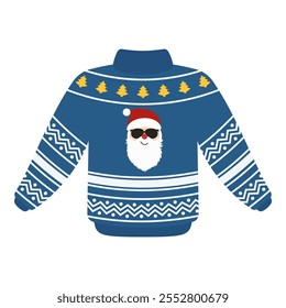 Festive Christmas sweaters featuring snowmen, trees, and gifts