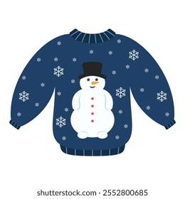 Festive Christmas sweaters featuring snowmen, trees, and gifts