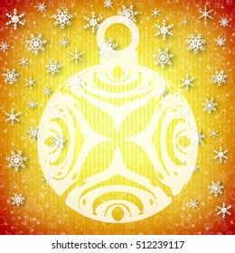 Festive Christmas template with bright ball snowflakes and thin line icons vector illustration