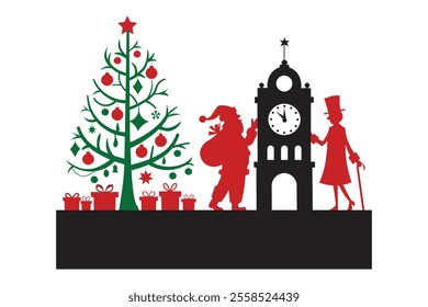 Festive Christmas Time Vector Illustration on White Background