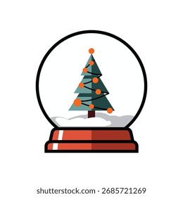 Festive christmas tree inside a snow globe for holiday celebrations vector illustration