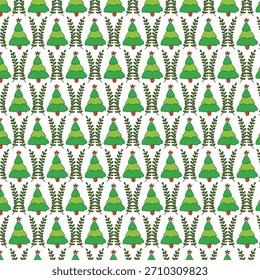 Festive Christmas Tree Pattern with Branches Celebration Holiday Background