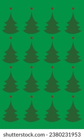 Festive Christmas tree pattern on green background