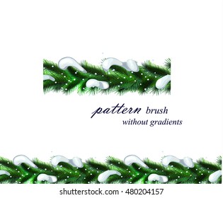 festive Christmas tree. seamless pattern brush without gradients. Vector borders. 
