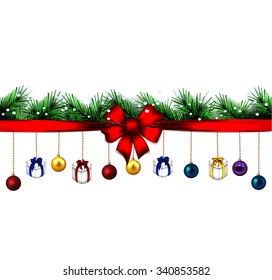 festive Christmas tree. vector border.
