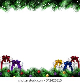 festive Christmas tree. vector border. 