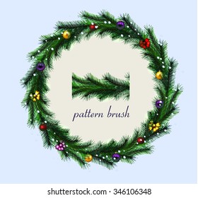 festive Christmas tree. vector border. pattern  brush
