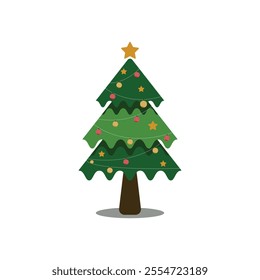 Festive Christmas tree. Christmas tree vector illustration transparent background