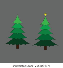 Festive Christmas tree vector with ornaments and a star