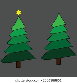 Festive Christmas tree vector with ornaments and stars