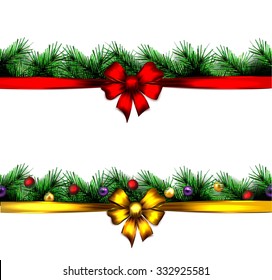 festive Christmas tree. vector.  seamless border.
