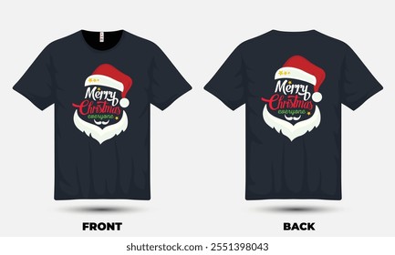 "Festive Christmas T-shirt design featuring holiday symbols like Santa, snowflakes, and reindeer for a cheerful, seasonal look."