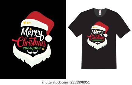 "Festive Christmas T-shirt design featuring holiday symbols like Santa, snowflakes, and reindeer for a cheerful, seasonal look."