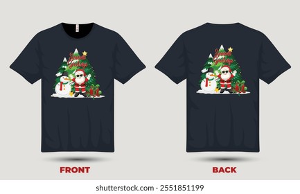 "Festive Christmas T-shirt design featuring a cheerful holiday theme with colorful graphics, perfect for spreading seasonal joy and holiday vibes."