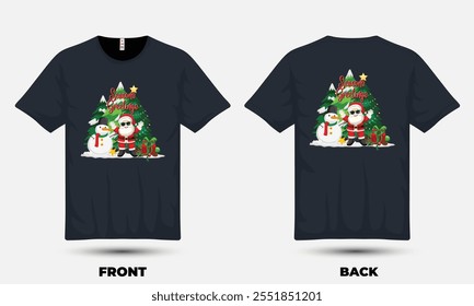 "Festive Christmas T-shirt design featuring a cheerful holiday theme with colorful graphics, perfect for spreading seasonal joy and holiday vibes."