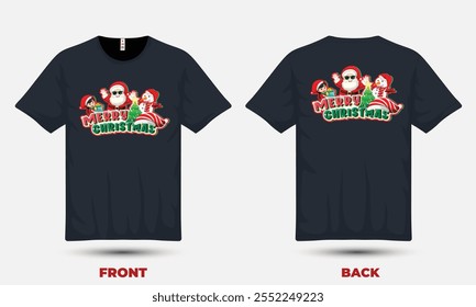 "Festive Christmas T-shirt design featuring cheerful holiday elements, perfect for spreading seasonal joy and celebrating the holidays!"