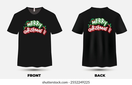 "Festive Christmas T-shirt design featuring cheerful holiday elements, perfect for spreading seasonal joy and celebrating the holidays!"