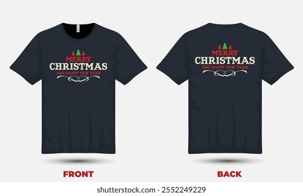 "Festive Christmas T-shirt design featuring cheerful holiday elements, perfect for spreading seasonal joy and celebrating the holidays!"