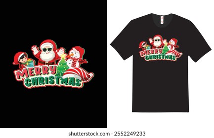 "Festive Christmas T-shirt design featuring cheerful holiday elements, perfect for spreading seasonal joy and celebrating the holidays!"