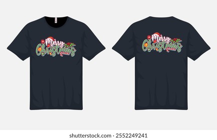 "Festive Christmas T-shirt design featuring cheerful holiday elements, perfect for spreading seasonal joy and celebrating the holidays!"