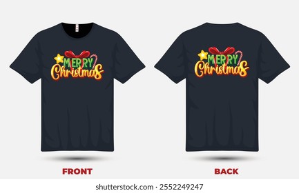 "Festive Christmas T-shirt design featuring cheerful holiday elements, perfect for spreading seasonal joy and celebrating the holidays!"