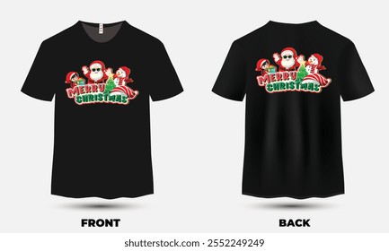 "Festive Christmas T-shirt design featuring cheerful holiday elements, perfect for spreading seasonal joy and celebrating the holidays!"