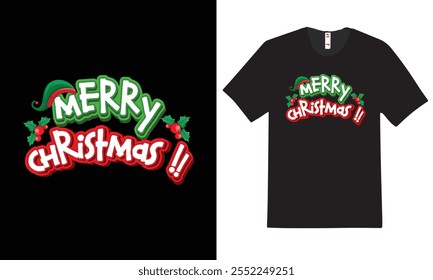 "Festive Christmas T-shirt design featuring cheerful holiday elements, perfect for spreading seasonal joy and celebrating the holidays!"