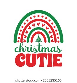 A festive Christmas t-shirt design featuring cheerful elements like Santa Claus, Christmas trees, snowflakes, ornaments, and reindeer. Popular colors include red, green, and white,