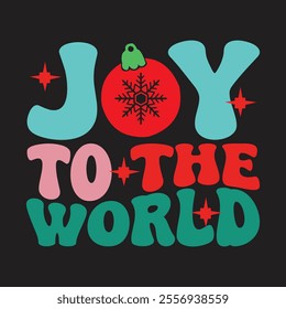 A festive Christmas T-shirt design featuring a cheerful mix of holiday elements. Think Santa hats, snowflakes, candy canes, Christmas trees, and a warm "Merry Christmas" greeting in bold, 