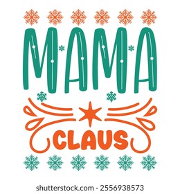 A festive Christmas T-shirt design featuring a cheerful mix of holiday elements. Think Santa hats, snowflakes, candy canes, Christmas trees, and a warm "Merry Christmas" greeting in bold, 