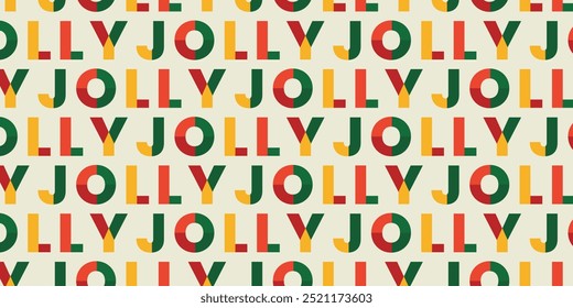 Festive Christmas Typography Pattern - 'Jolly' Repeated in Holiday Colors for Seasonal Decorations and Wrapping Paper