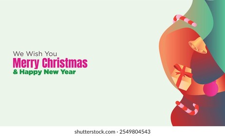 Festive Christmas Web Design with Abstract Background and Copy Space. abstract fluid christmas background with gift box and ornamental vector illustration 