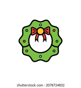 Festive Christmas wreath. Minimalistic vector image. Winter holidays concept.